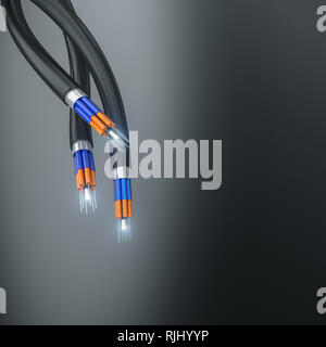 3d rendering, concept of fiber optic cable isolated on white background ...