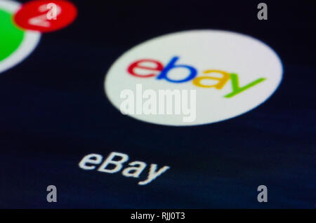 eBay app, is an American multinational e-commerce corporation that facilitates consumer-to-consumer and business-to-consumer sales through its website Stock Photo