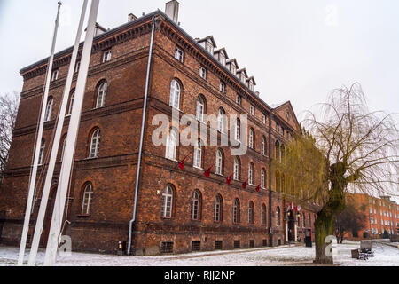 Socialist Realist monument to the Defenders of the Polish Post Office, 1979, Plac Obrońców Poczty Polskiej, Gdańsk, Poland. Post Office museum Stock Photo