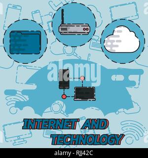 Internet and technology flat concept icons. Vector illustration, EPS 10 Stock Vector