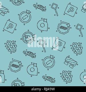 Traffic icons pattern with navigation light controller flat icons isolated vector illustration Stock Vector