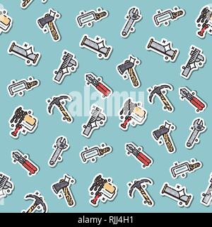 Instruments icons pattern, construction tools icons set. Stock Vector