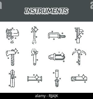 Instruments flat icons set, construction tools icons set. Stock Vector