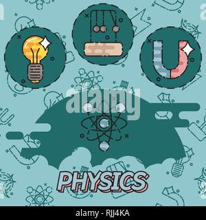 Physics icons set. Measuring equipment, instrumentation and elements Stock Vector