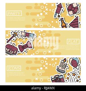 Set of Horizontal Banners about party. Vector illustration, EPS 10 Stock Vector