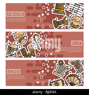 Set of Horizontal Banners about theater. Vector illustration, EPS 10 Stock Vector