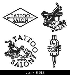 Vintage tattoo salon emblems. Vector illustration, EPS 10 Stock Vector