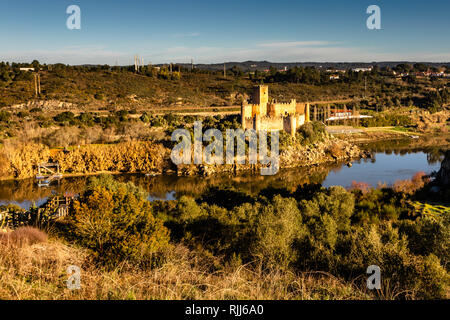 The medieval Almourol Castle built on an island in the middle of River ...