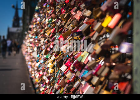 Love lock on a bridge in Cologne - Germany Stock Photo