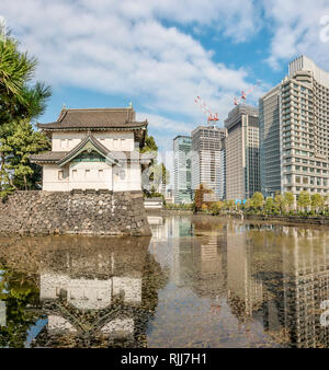 Tatsumi-yagura at Kikyo-bori moat, Tokyo Imperial Palace, Japan Stock Photo