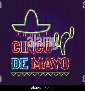 Cinco de mayo neon banner Stock Vector