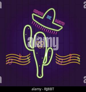 Cinco de mayo neon banner Stock Vector