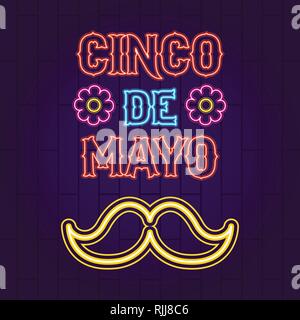 Cinco de mayo neon banner Stock Vector