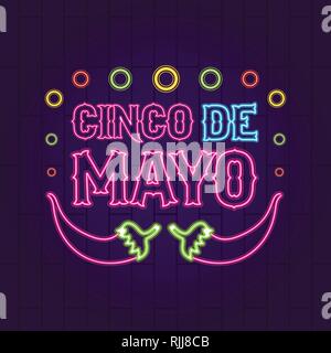 Cinco de mayo neon banner Stock Vector