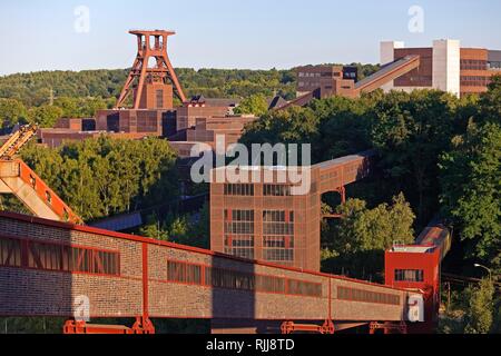 Panorama of the Zollverein colliery with the winding tower of shaft XII, Essen, Ruhr area, North Rhine-Westphalia, Germany Stock Photo
