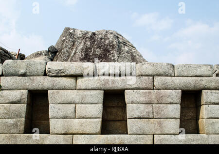 Inca stone walls in Machu Picchu Stock Photo