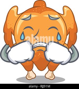 Crying chicken roast is isolated with characters Stock Vector