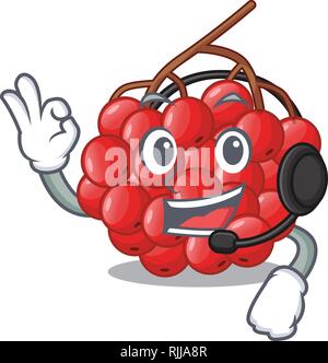 With headphone rowan berries isolated with the mascot Stock Vector
