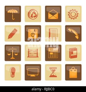 Business and Office internet Icons over brown background - Vector icon Set Stock Vector