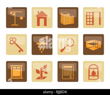 Real Estate icons over brown background - Vector Icon Set Stock Vector
