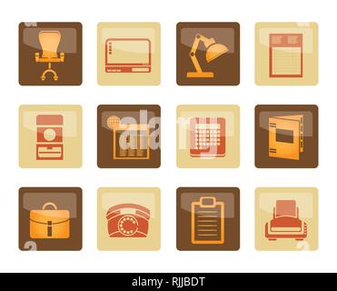 Business, office and firm icons over brown background - vector icon set Stock Vector