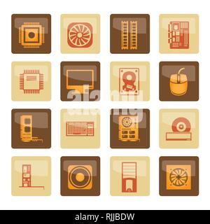 Computer  performance and equipment icons over brown background - vector icon set Stock Vector