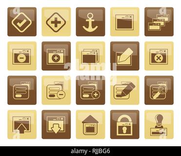Application, Programming, Server and computer icons over brown background - vector Icon Set 1 Stock Vector