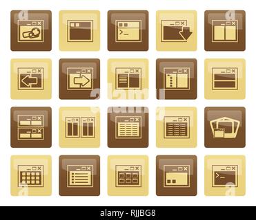 Application, Programming, Server and computer icons over brown background - vector Icon Set 2 Stock Vector