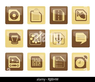 Mobile Phone, Computer and Internet Icons over brown background - Vector Icon Set 3 Stock Vector
