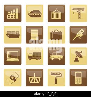 Industry and Business icons over brown background - vector icon set Stock Vector