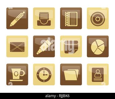 Office and Business Icons over brown background - Vector icon Set Stock Vector