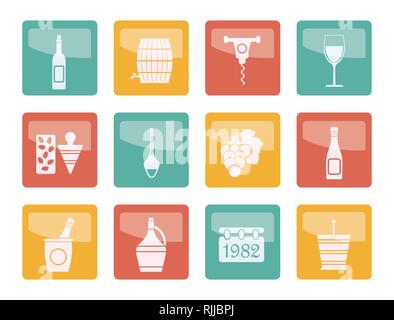 Wine Icons over colored background - Vector Icon Set Stock Vector