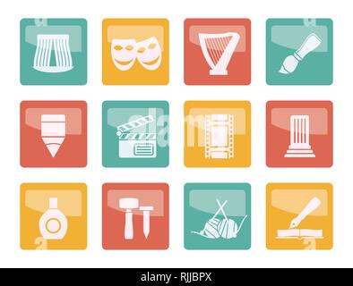 Different kind of Arts Icons over colored background - Vector Icon Set ...