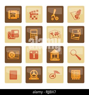 Mobile Phone and Computer icons  over brown background- Vector Icon Set Stock Vector