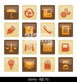 Business and Office internet Icons over brown background - Vector icon Set Stock Vector