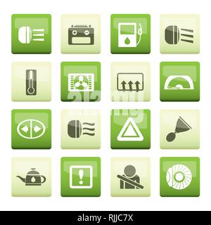 Car Dashboard icons  over color background - realistic vector icons set Stock Vector