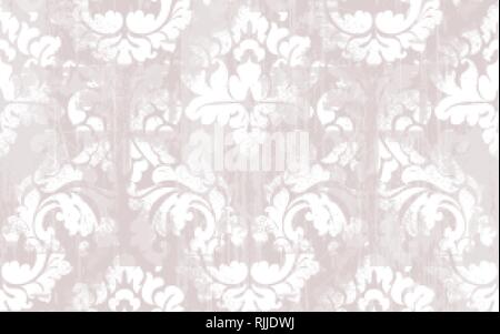 Rococo texture pattern Vector. Floral ornament decoration old effect. Victorian engraved retro design. Vintage fabric decor. Pink color Stock Vector