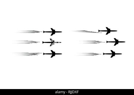 The plane flies and speed lines. Tourism and travel. The waypoint is intended for a tourist trip. and his track on a white background. Vector Stock Vector