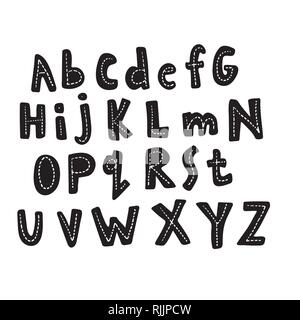 Funny childish made with ink alphabet Stock Vector