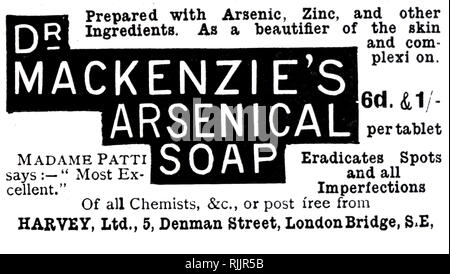 An advert for soap made with Arsenic and Zinc. Dated 19th century Stock Photo