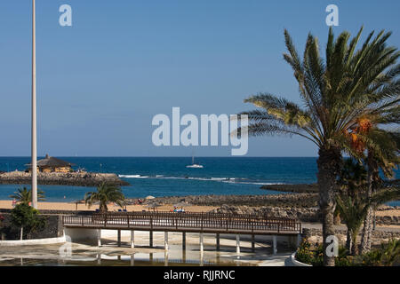 Beach promenade of Caleta de Fustes, Fuerteventura, Canary Islands, Spain, Europe Stock Photo