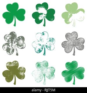 Clover Leaf Grune Set Stock Vector