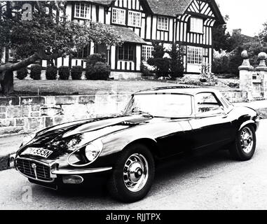 A photograph of a Jaguar E-Type (Jaguar XK-E) Series 3, a British sports car that was manufactured by Jaguar Cars Ltd between 1961 and 1975. Dated 20th century Stock Photo