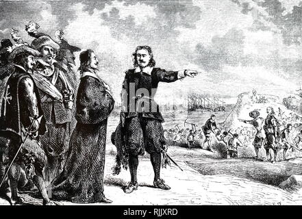 An engraving depicting Cardinal Richelieu visiting Girard Desargues during the fortification of La Rochelle. Cardinal Richelieu (1585-1642) a French clergyman, nobleman, and statesman. Dated 19th century Stock Photo