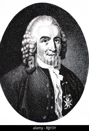 An engraving depicting Carl Linnaeus (1707-1778) a Swedish botanist, physician, and zoologist. Dated 19th century Stock Photo