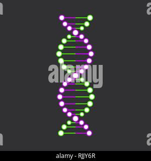 DNA strand symbol. Isolated on black background Stock Vector