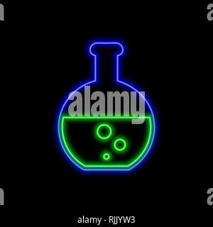 Flask neon sign. Bright glowing symbol on a black background. Neon style icon. Stock Vector
