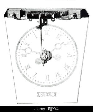 An engraving depicting Abraham-Louis Breguet's electric clock. Abraham-Louis Breguet (1747-1823) a Prussian horologist. Dated 19th century Stock Photo