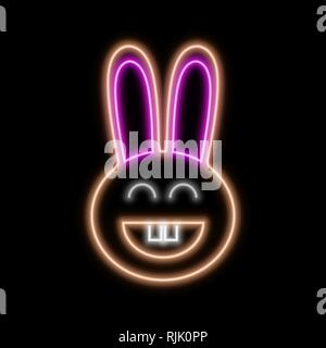 Rabbit neon sign. Bright glowing symbol on a black background. Neon style icon. Stock Vector