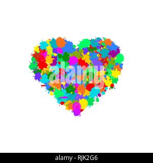 Abstract Heart Shape Made From Colorful Splashes, Blots, Stains Stock Vector